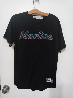 Majestic Genuine Merchandise Miami Marlins Black Button Front Youth XL Jersey  • $24.99