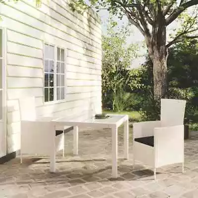 VidaXL 3 Piece Outdoor Dining Set With Cushions Poly Rattan White SP • $619.88