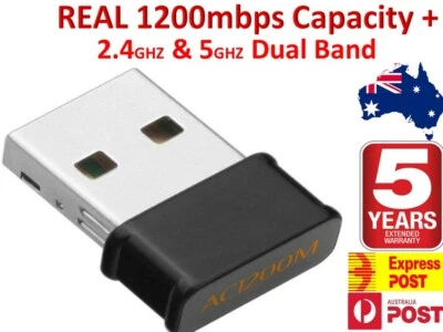 $16.92 • Buy 1200Mbps FAST USB Wireless WiFi Network Receiver Adapter 5GHz Dual Band Dongle