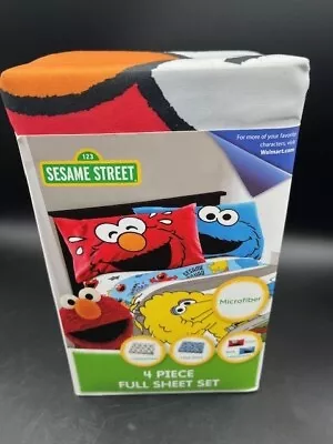 Sesame Street 4-piece Full Sheet Set Elmo Cookie Monster Big Bird Squad - NEW • $38.99