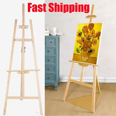 1.5M A Frame Wooden Pine Tripod Studio Canvas Easel Art Stand Wood Multi-Purpose • £4.20