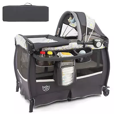 4 In 1 Portable Pack And Play Baby Nursery Center W/Bassinet Adjustable Canopy • $135.99