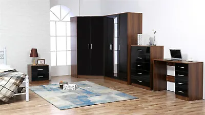 REFLECT High Gloss Bedroom Furniture Set 1 - 3 Door Wardrobe CHEST BEDSIDE DESK • £179.99