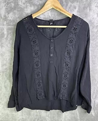 Volcom Shirt Women’s Small Black Peasant Blouse Top Long Sleeve • $15.88