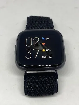 Fitbit Versa 2 FB-507 Fitness Silver Smartwatch Small Black Elastic Band • $39.99