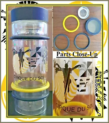 Cirque Du Sol Soleil Glass Tea Infuser Travel Bottle W/ Rubber Grips • $25