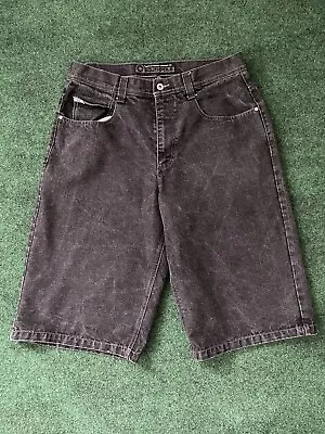 Southpole Shorts Men's 36 Denim Black Loose Baggy Fit Embroidered Pockets Y2K • $34.99