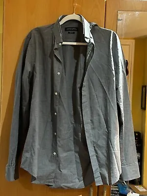 Zara Man Slim Fit Oxford Shirt - Gray - Medium • £8.99