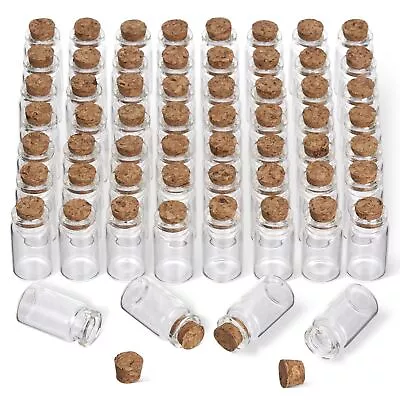 50 Pcs Small Glass Bottles With Cork Lids Mini Glass Bottles With Stoppers Jars • £9.69