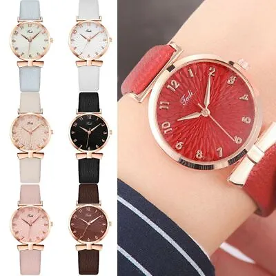 Classic Bracelet Wrist Ladies Quartz Watch Women Wristwatch Leather Strap • $13.25