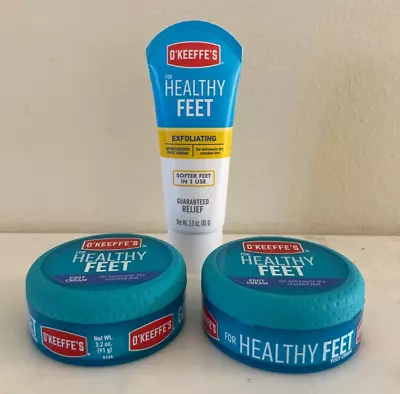 2 X O'Keeffe's Healthy Foot Cream Both 3.2oz & 1 X Exfoliating Foot Cream 3.0 Oz • $33