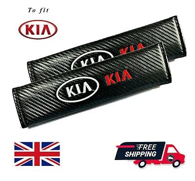 Compatible With Kia Car Seat Belt Cover Shoulder Pads Strap Carbon Fibre X2 • £8.99