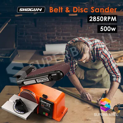 500W Belt Disc Sander Bench Linisher Grinder Machine Polisher Buffer Power Tool • $209.59