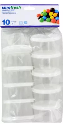 Round Mini Containers With Lids 10 Pk Plastic Stackable Reusable 2.3oz • $7.88