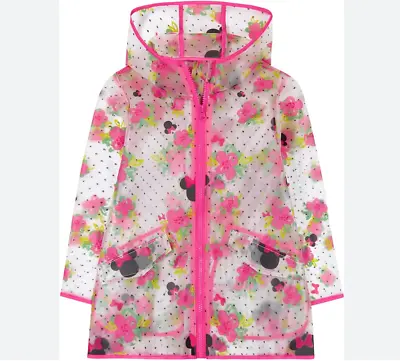 DISNEY Girl's Minnie Mouse Rain Coat Size 4T/5T - Clear Printed NWT • $21.50