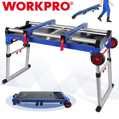 WORKPRO 5-in-1 Portable Rolling Miter 42  Saw Stand Workbench Folding Work Table • $187.99