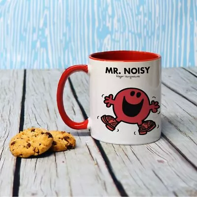 Mr Men Porcelain Mug Mr Noisy 11oz Coffee Cup Kitchen Dining Drinkware Gift Red • £12