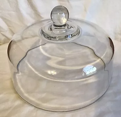 Vintage Large Clear Glass Cake Plate Dome Cover Lid 10 1/4  • $42