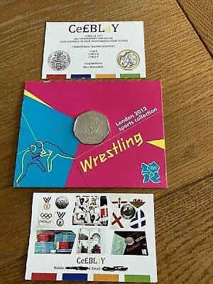 2012 LONDON OLYMPIC SPORTS 2011 WRESTLING 50p COIN UNC SEALED IN CARD. • £19.50