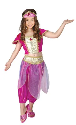 Girls Persian Princess Costume Fancy Dress Aladdin Jasmine Outfit Age 6-8 NEW • £11.99