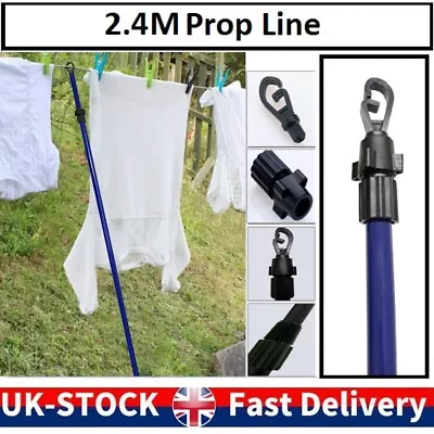 Telescopic Line Prop 2.4M Heavy Duty Support Washing Clothes Extendable Pole • £6.90