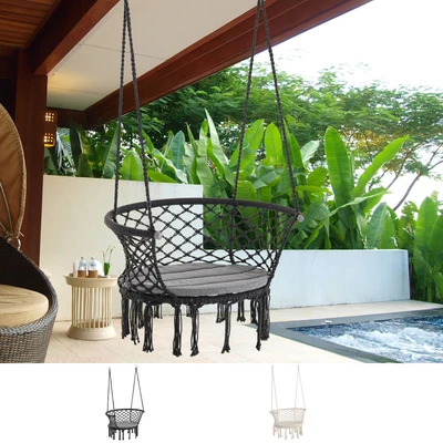 £31.99 • Buy Hammock Chair Cotton Rope Porch Swing With Cushion For Indoor Outdoor Using