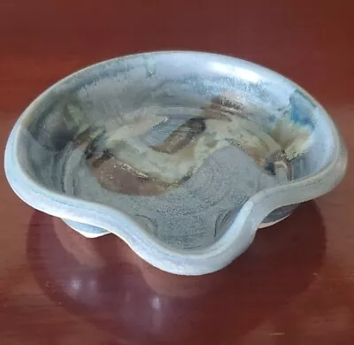 Vintage Studio Art Pottery Glazed Blue Bowl With Pour Spout-Hand Signed-EUC • £21.22