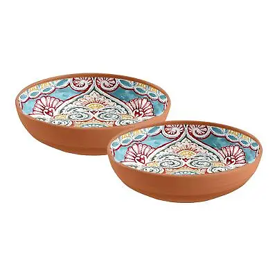 Purely Home Rio Corte 20cm Melamine Cereal/Pasta/Pudding Bowls Set Of 2 • £18.29