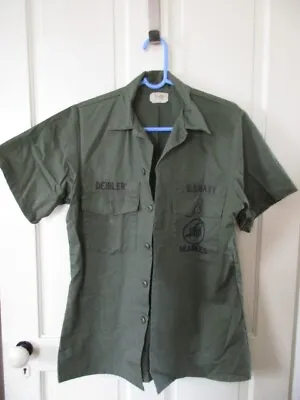 Vintage Man’s 1980 US NAVY SEABEES Utility Shirt 15 1/2 X 33 -- 8405-00-615-0026 • $24.99