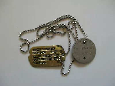 WWII 1943 USMC US MArine Corps Alton Greber NOK Next Of Kin Dog Tags Soldier ID • $125