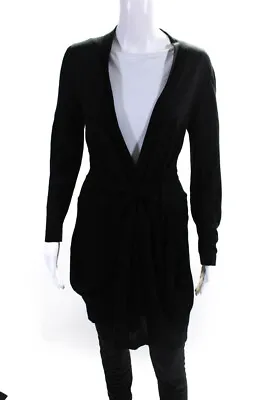 D. Exterior Womens Long Thin Knit Tie Waist Cardigan Sweater Black Size Small • $40.81