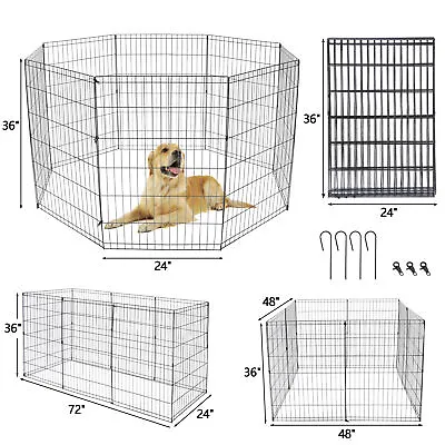 36  Dog 8 Panel Playpen Crate Fence Pet Play Pen Exercise Puppy Kennel Cage Yard • $40.58