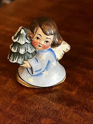 VAILLANCOURT MINIATURE ANGEL CHALKWARE FOLK ART Brunette FIGURINE 2  TALL • $59.99