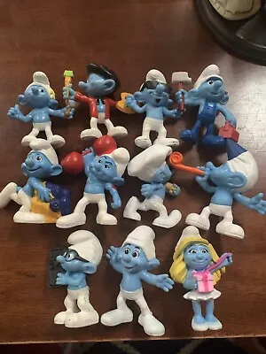 Smurfs LOT Of (11) 2011 SMURF PVC Figurines McDonalds Preowned Inc. Smurfette • $25.89