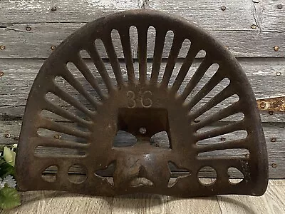 Old Cast Iron Tractor Seat 36 Antique One Crack Cut Out Shapes Farmhouse Heavy • $135