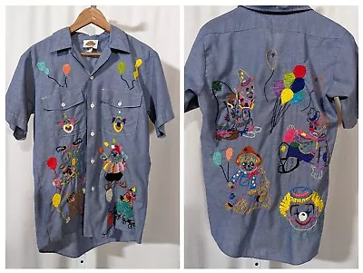 Dickies Vintage Chambray Denim Mechanics Shirt Clown Embroidered Artisan Shirt M • $246.26