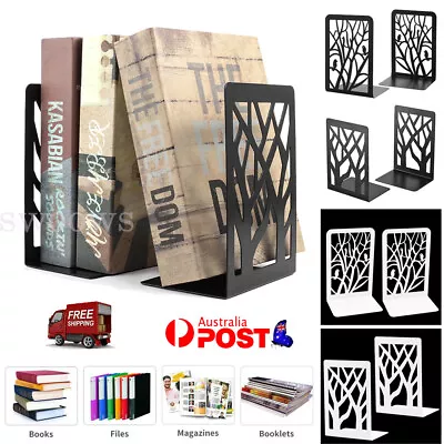 2X Heavy Duty Metal Bookends Decorative Book Ends Holder Stationery Supplies • $13.08