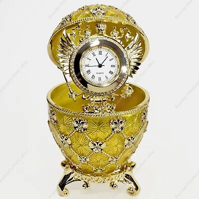 4'' Easter Enameled Coronation Egg With Clock Russian Traditions Of Faberge • $127.46