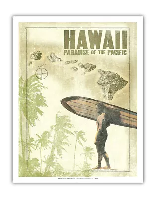 Hawaiian Surfer - Hawaii Paradise - Vintage Travel Poster By Wade Koniakowsky • $12.98