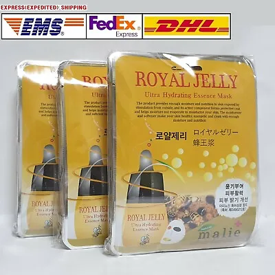 30ea Malie ROYAL JELLY Face Mask Packs Sheet 25g Elasticity Firming EXPRESS SHIP • £42.34