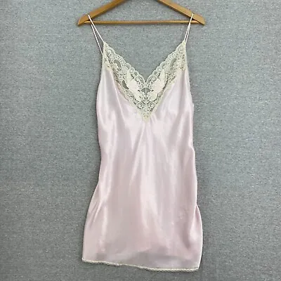 $37.99 • Buy Vintage Val Mode Lingerie Womens Medium Pink Lace Slip Dress Negligee USA Satin
