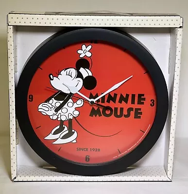 Disney Minnie Mouse Battery Wall Clock Black White Red 9  Black Frame Modern • $22.95