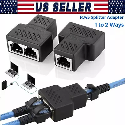 RJ45 Splitter Adapter 1 To 2 Ways Dual Female Port CAT7/6/5 LAN Ethernet Cable • $5.99