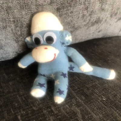 £9 • Buy Sock Monkey 5” Hand Made Soft Toy Blue And White With Stars