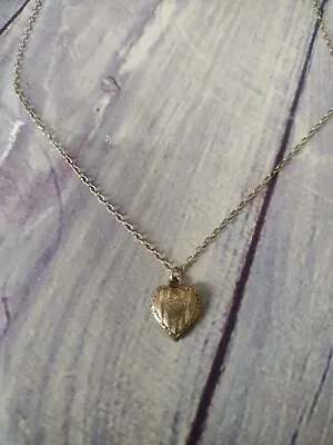 Vtg Sterling Silver Heart Locket Pendant Orig Child's Necklace Kiddlegem 925   • $60