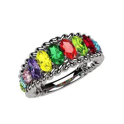 NANA Oval Rope Mothers Ring 1-12 Simulated Birthstones 14k White Yellow Or Rose • $484.95