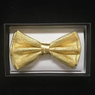  Gold Metallic Canvas Tuxedo Classic Wedding BowTie Neckwear Unisex Bow Tie  • $8.95