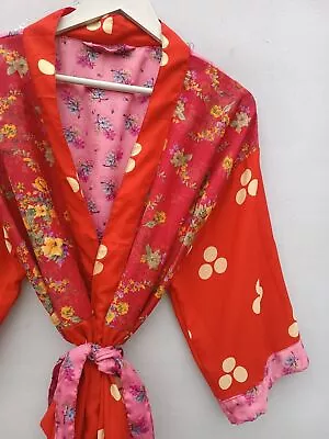 Birthday Gift For Her Woman's Clothing Indian Beach Wear Long Silk Kimono B-1107 • $50.90