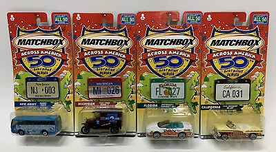 Matchbox Across America 50th Birthday 4 Car Diecast Lot - NIP - Michigan Etc. • $9.99