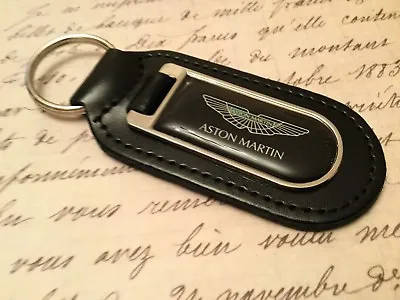 Aston Martin Black Printed Black Leather Key Ring Fob Db 7 8 9 10 11 Vantage • $7.40